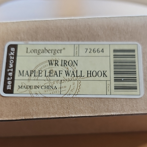 Longaberger Iron Maple Leaf Wall Hook - Black - Picture 2 of 5
